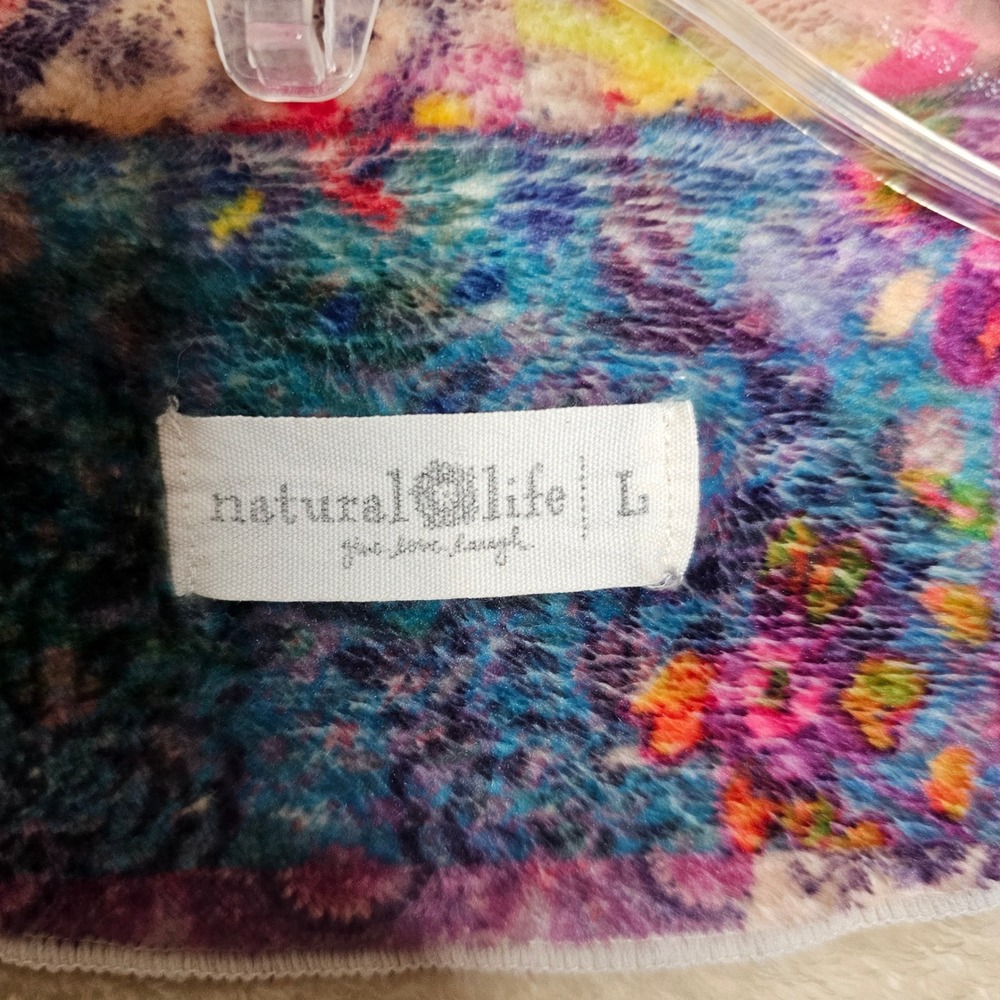 Natural Life Floral Patchwork Cozy Fleece Robe Womens Large Multi Color - Picture 6 of 8